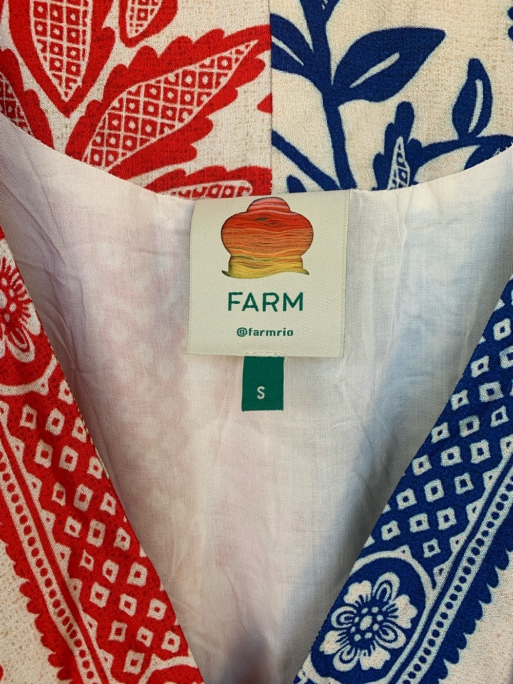 FARM Rio Mixed Pineapple Red Blue Wrap Dress Size S - Picture 3 of 10